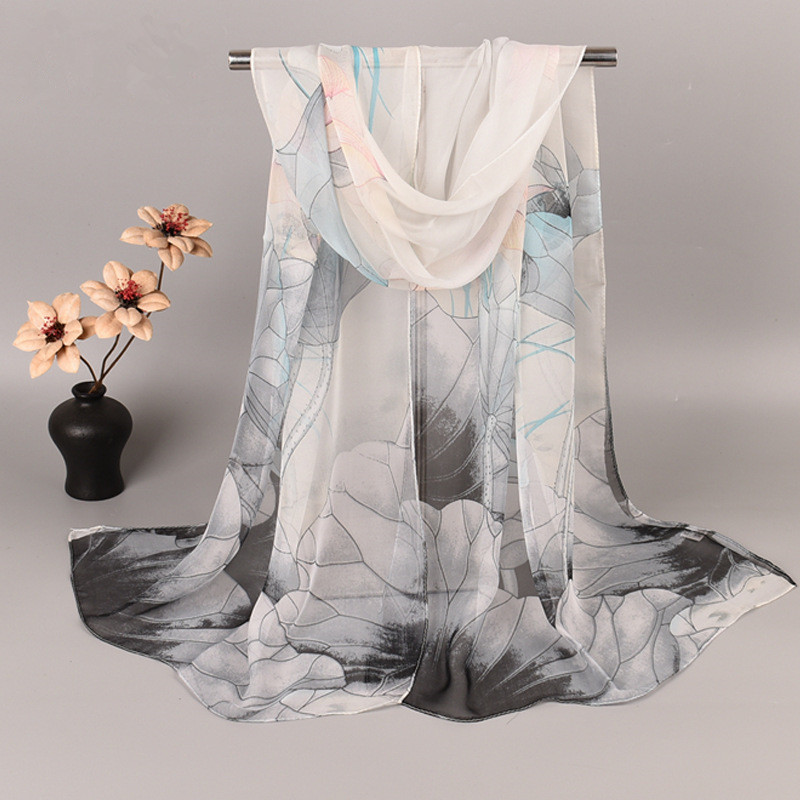 Face Scarf Mask - Syal Sutra Pantai Motif Bunga Wanita