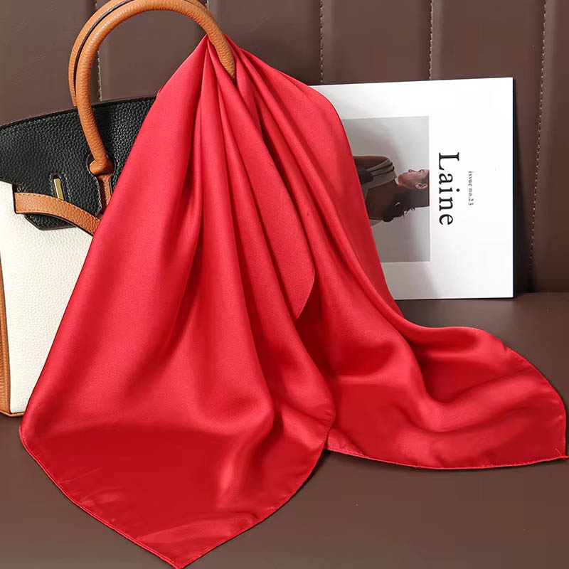 Silk Neck Scarf - Syal Segi Empat Sutra Warna Solid