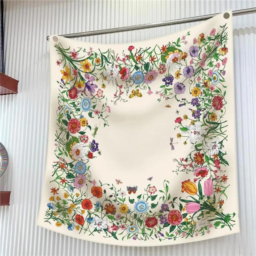 Face Scarf Mask - Syal Baru 90Cm Motif Bunga Wanita