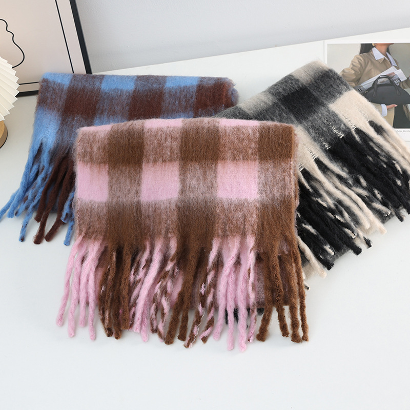 Syal besar kotak-kotak mewah b - Woven Scarf Blanket ulasan dan harga