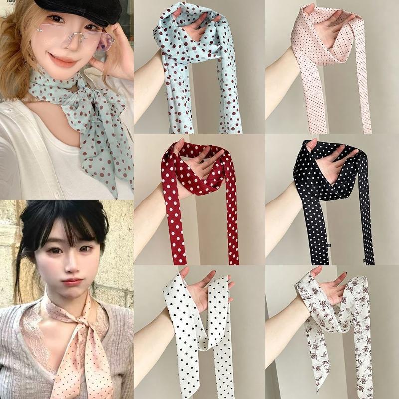 Syal Sutra Motif Bunga Polka D - Head Wrap Turban ulasan dan harga